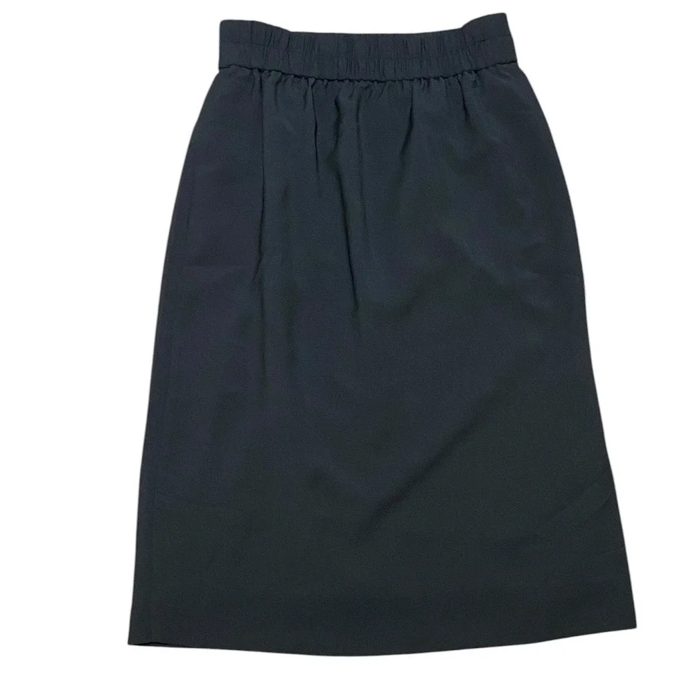 J.Crew NEW Black Elastic Waist Midi Skirt Quiet Luxury Career Corporate Size XXS
